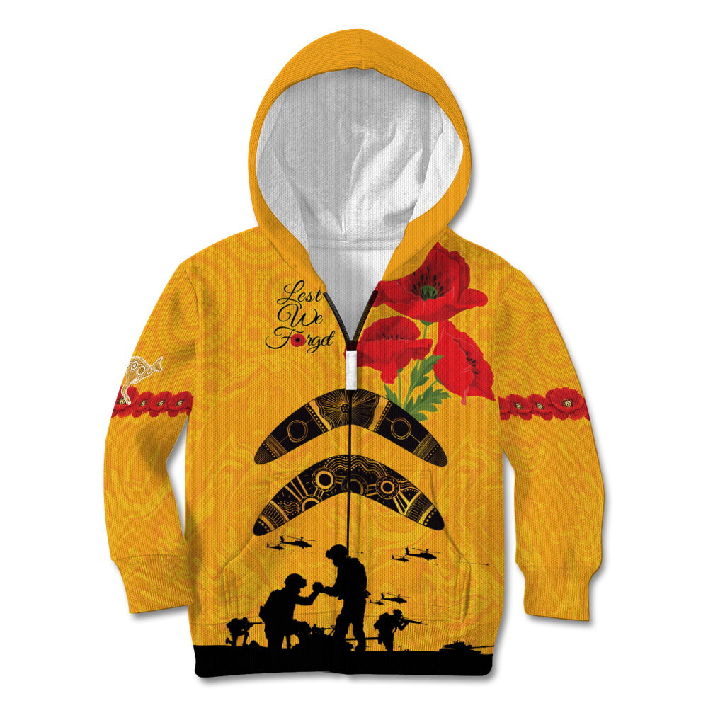 Australia Matildas Soccer ANZAC Custom Kid Hoodie Gallipoli Soldier With Aboriginal Dots Art - Vibe Hoodie Shop