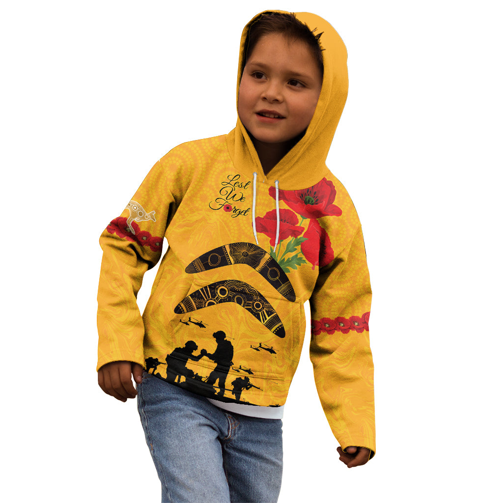 Australia Matildas Soccer ANZAC Custom Kid Hoodie Gallipoli Soldier With Aboriginal Dots Art - Vibe Hoodie Shop