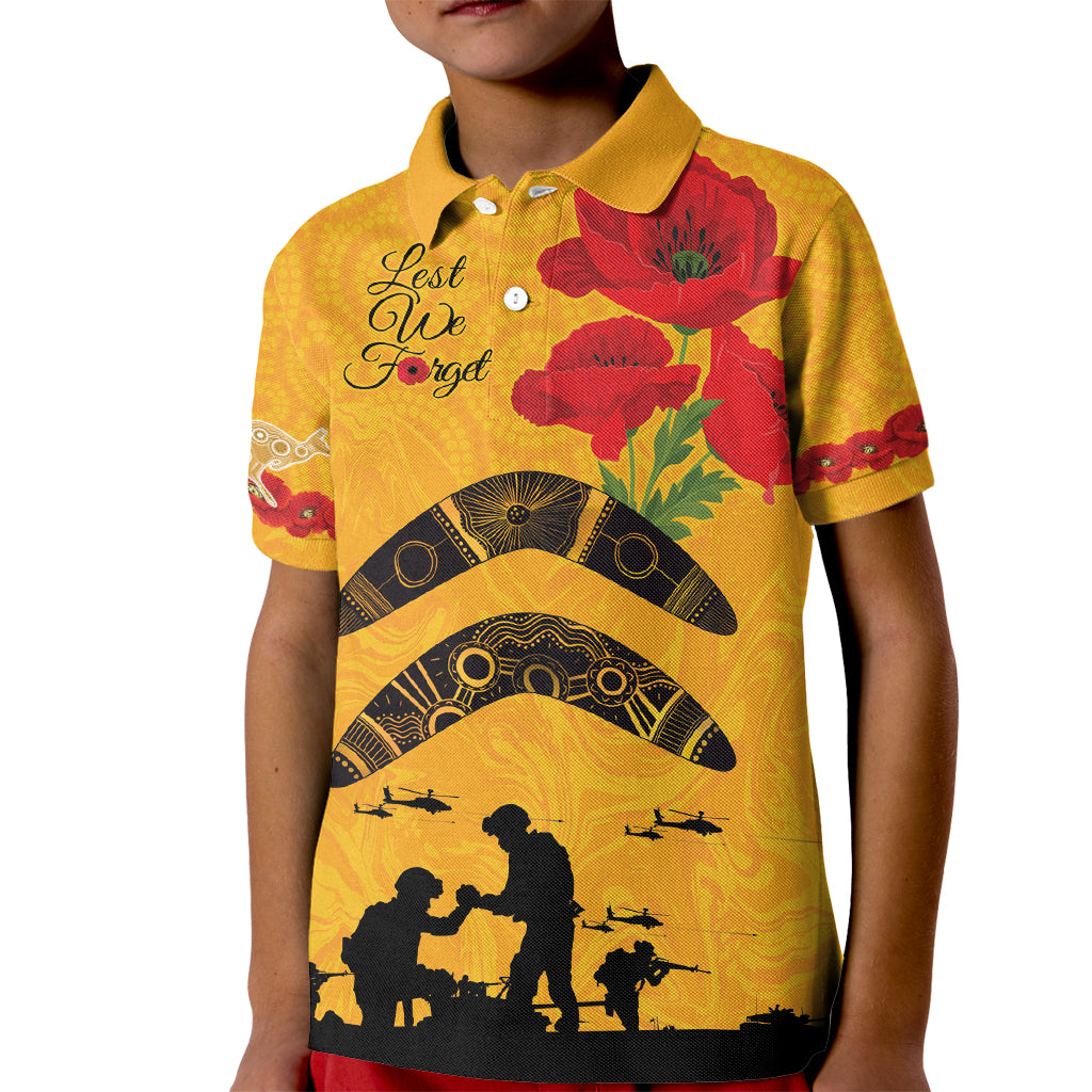 Australia Matildas Soccer ANZAC Custom Kid Polo Shirt Gallipoli Soldier With Aboriginal Dots Art - Vibe Hoodie Shop