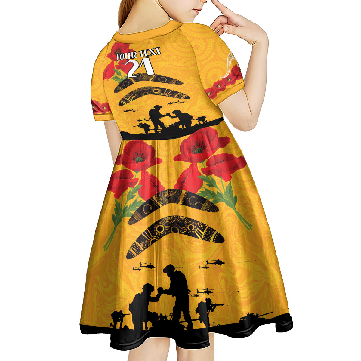 Australia Matildas Soccer ANZAC Custom Kid Short Sleeve Dress Gallipoli Soldier With Aboriginal Dots Art - Vibe Hoodie Shop
