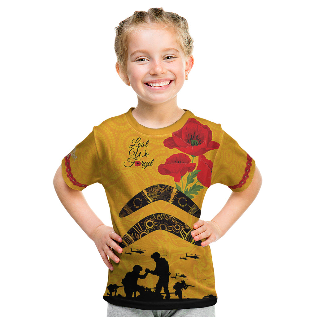 Australia Matildas Soccer ANZAC Custom Kid T Shirt Gallipoli Soldier With Aboriginal Dots Art - Vibe Hoodie Shop