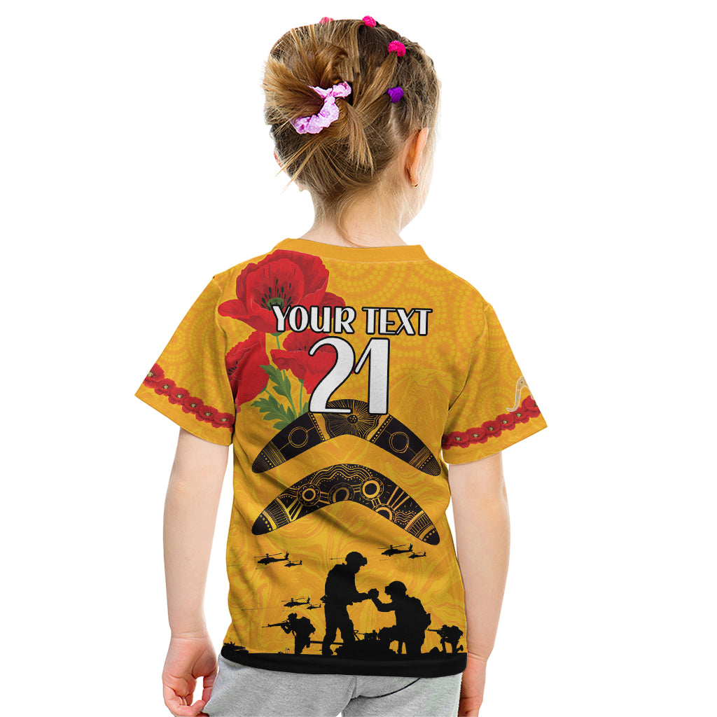 Australia Matildas Soccer ANZAC Custom Kid T Shirt Gallipoli Soldier With Aboriginal Dots Art - Vibe Hoodie Shop