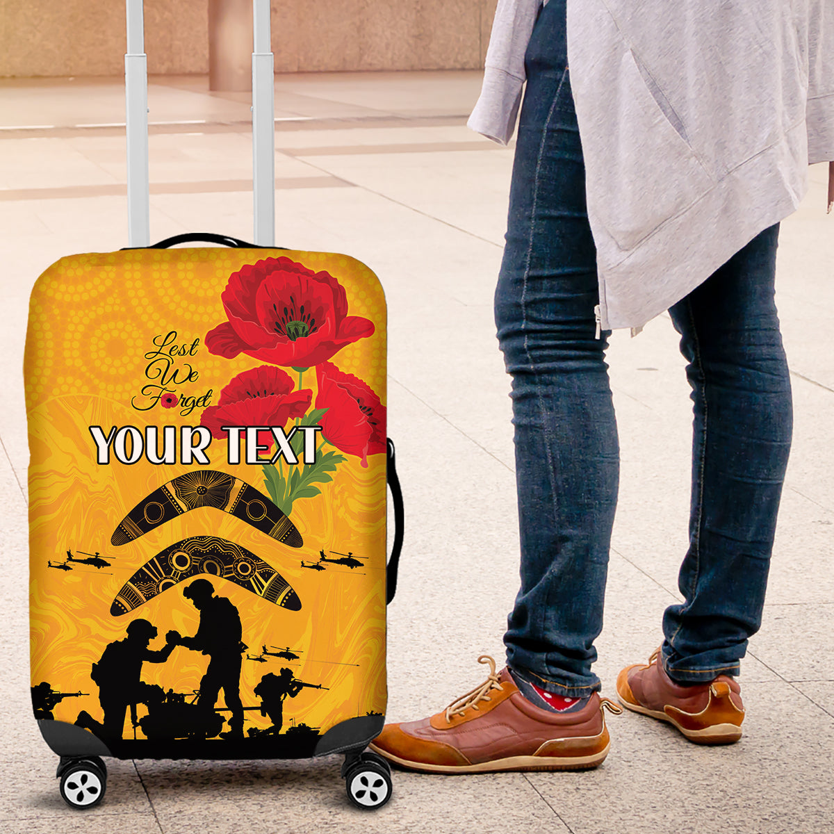 Australia Matildas Soccer ANZAC Custom Luggage Cover Gallipoli Soldier With Aboriginal Dots Art - Vibe Hoodie Shop