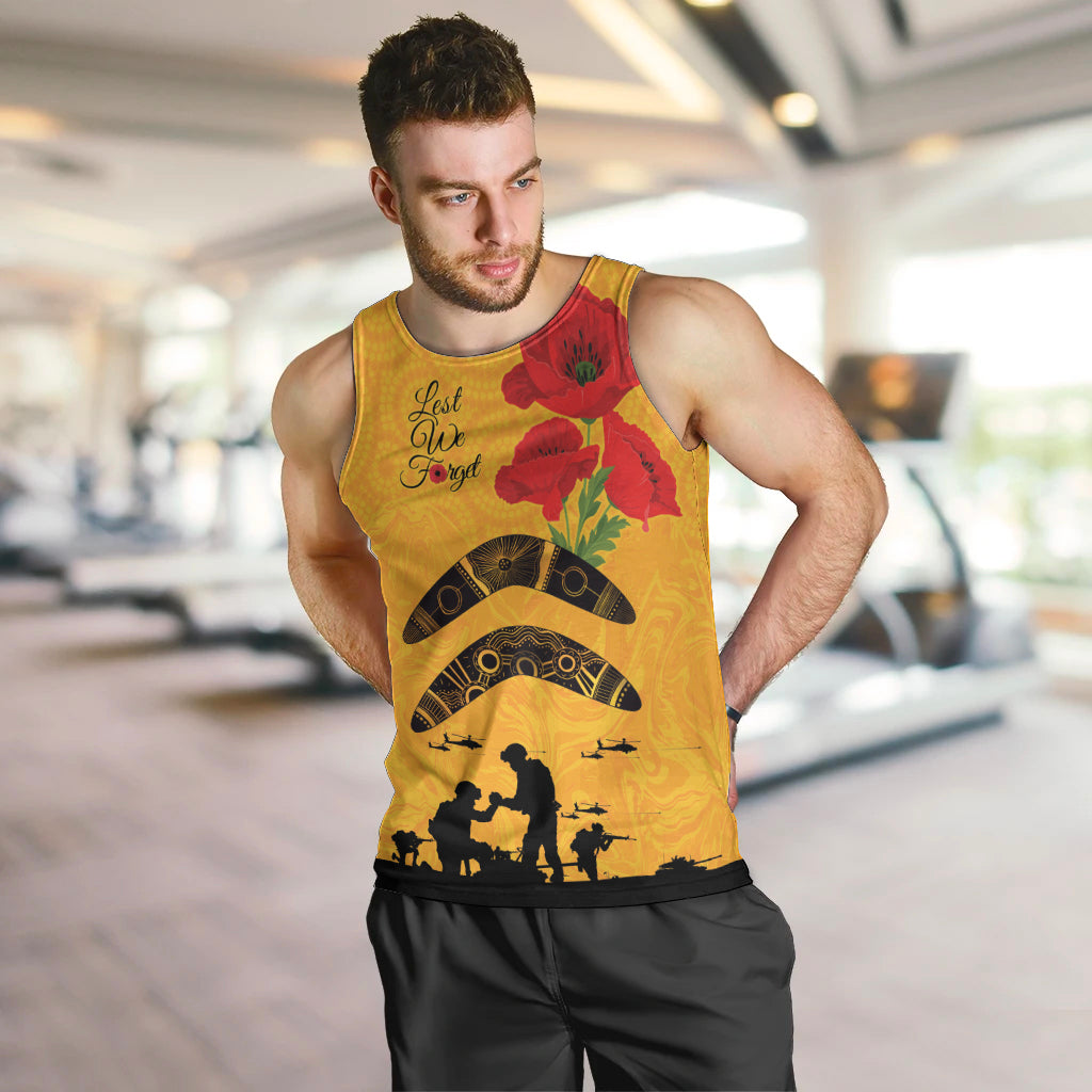 Australia Matildas Soccer ANZAC Custom Men Tank Top Gallipoli Soldier With Aboriginal Dots Art - Vibe Hoodie Shop