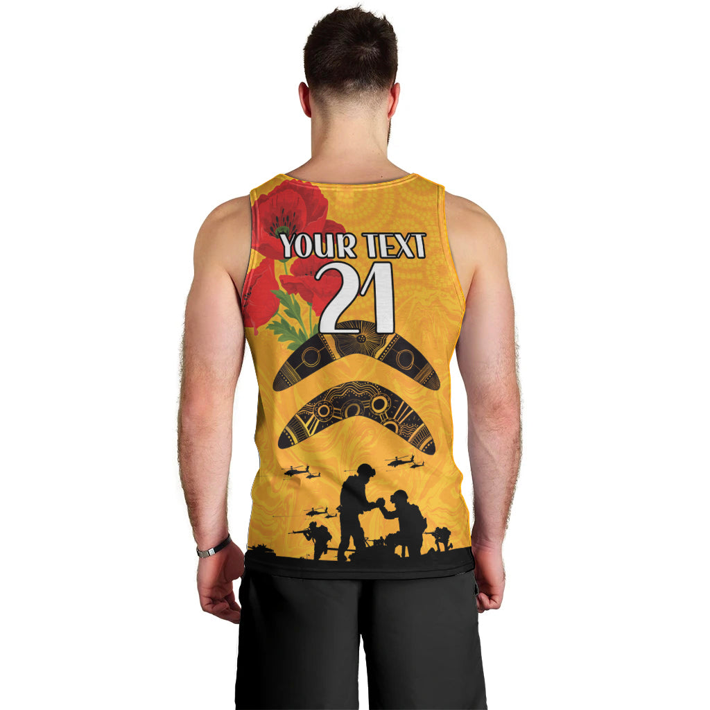 Australia Matildas Soccer ANZAC Custom Men Tank Top Gallipoli Soldier With Aboriginal Dots Art - Vibe Hoodie Shop