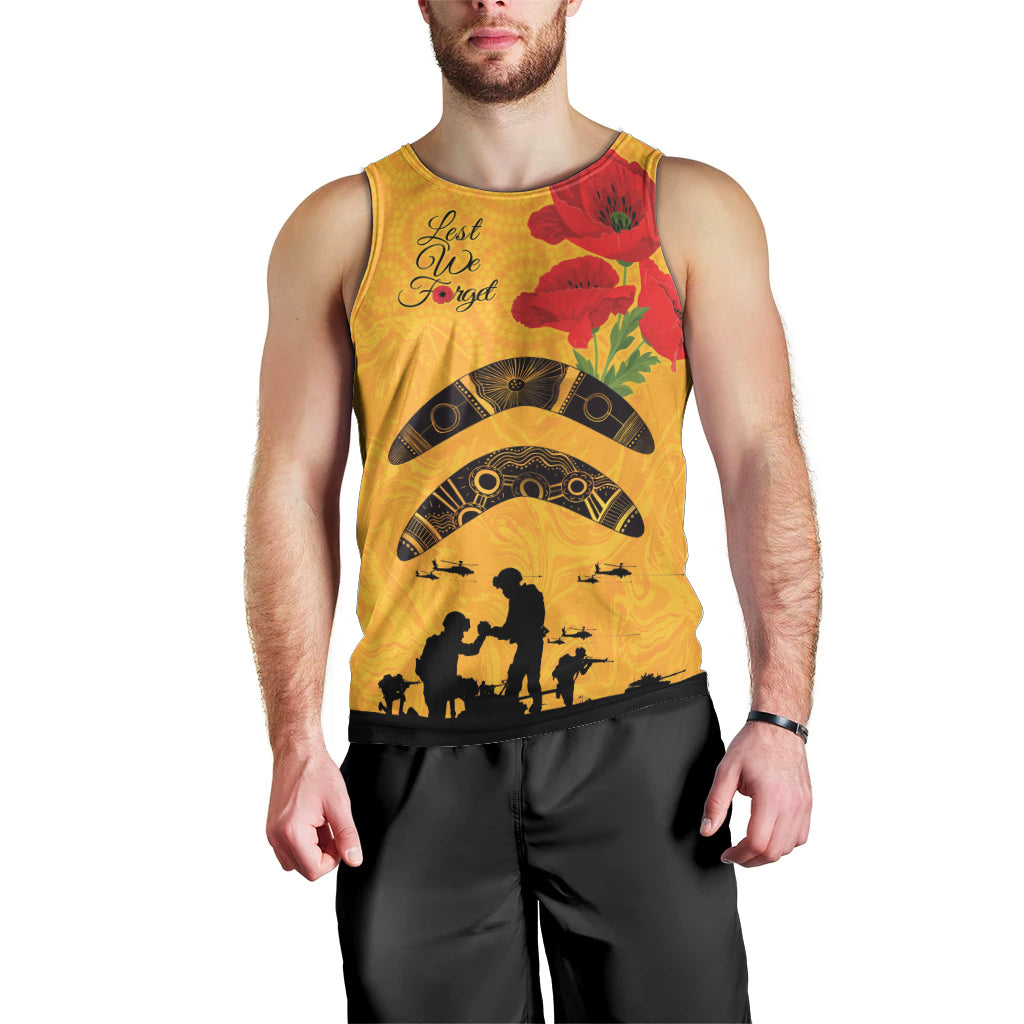 Australia Matildas Soccer ANZAC Custom Men Tank Top Gallipoli Soldier With Aboriginal Dots Art - Vibe Hoodie Shop
