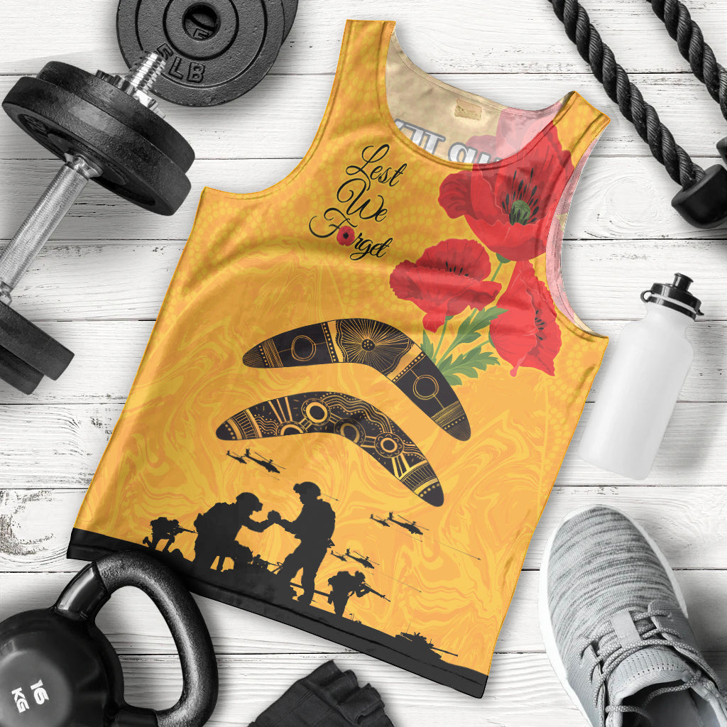 Australia Matildas Soccer ANZAC Custom Men Tank Top Gallipoli Soldier With Aboriginal Dots Art - Vibe Hoodie Shop