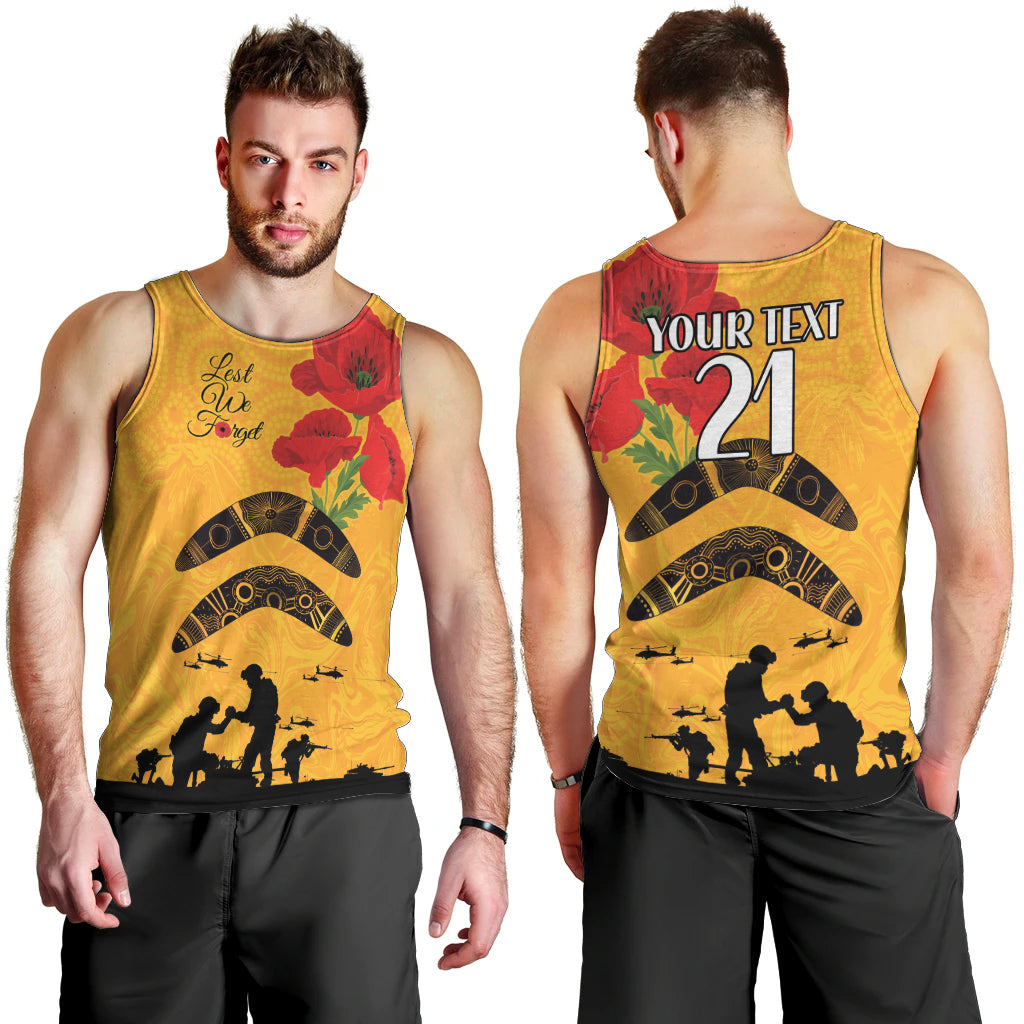 Australia Matildas Soccer ANZAC Custom Men Tank Top Gallipoli Soldier With Aboriginal Dots Art - Vibe Hoodie Shop