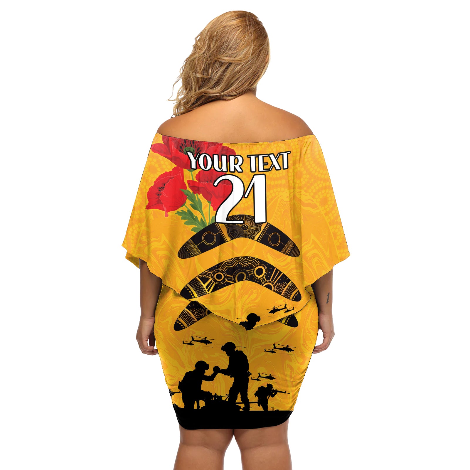 Australia Matildas Soccer ANZAC Custom Off Shoulder Short Dress Gallipoli Soldier With Aboriginal Dots Art