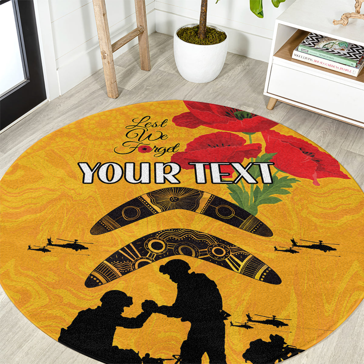 Australia Matildas Soccer ANZAC Custom Round Carpet Gallipoli Soldier With Aboriginal Dots Art