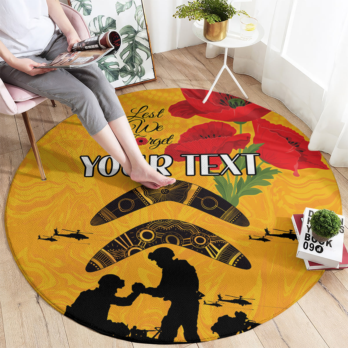 Australia Matildas Soccer ANZAC Custom Round Carpet Gallipoli Soldier With Aboriginal Dots Art