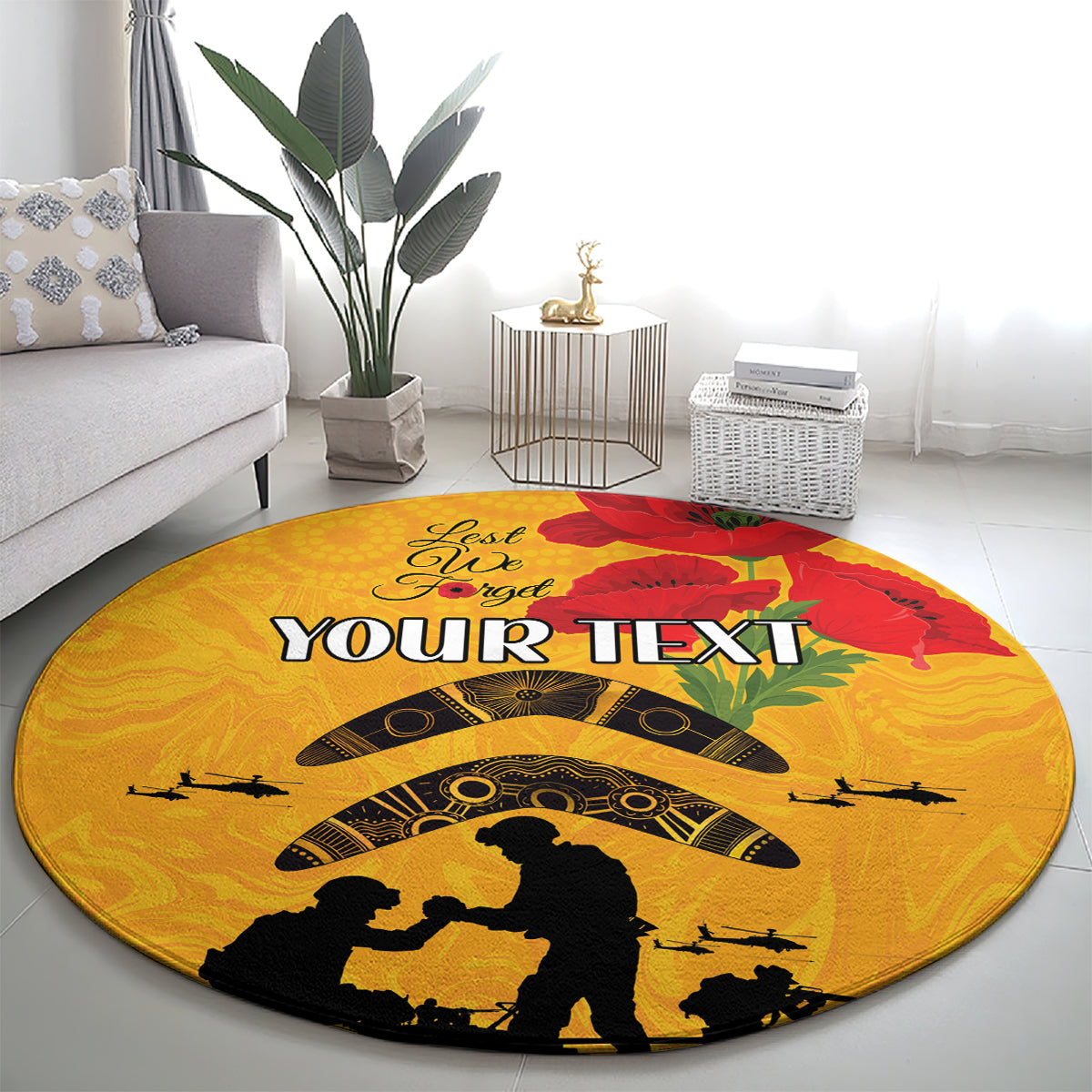 Australia Matildas Soccer ANZAC Custom Round Carpet Gallipoli Soldier With Aboriginal Dots Art