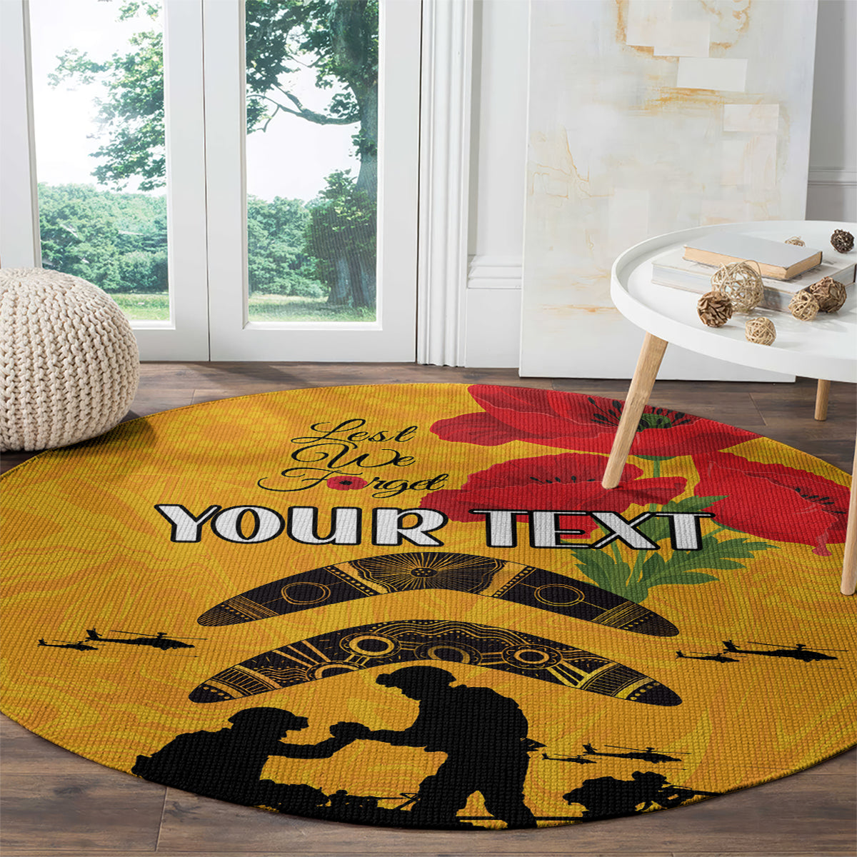 Australia Matildas Soccer ANZAC Custom Round Carpet Gallipoli Soldier With Aboriginal Dots Art
