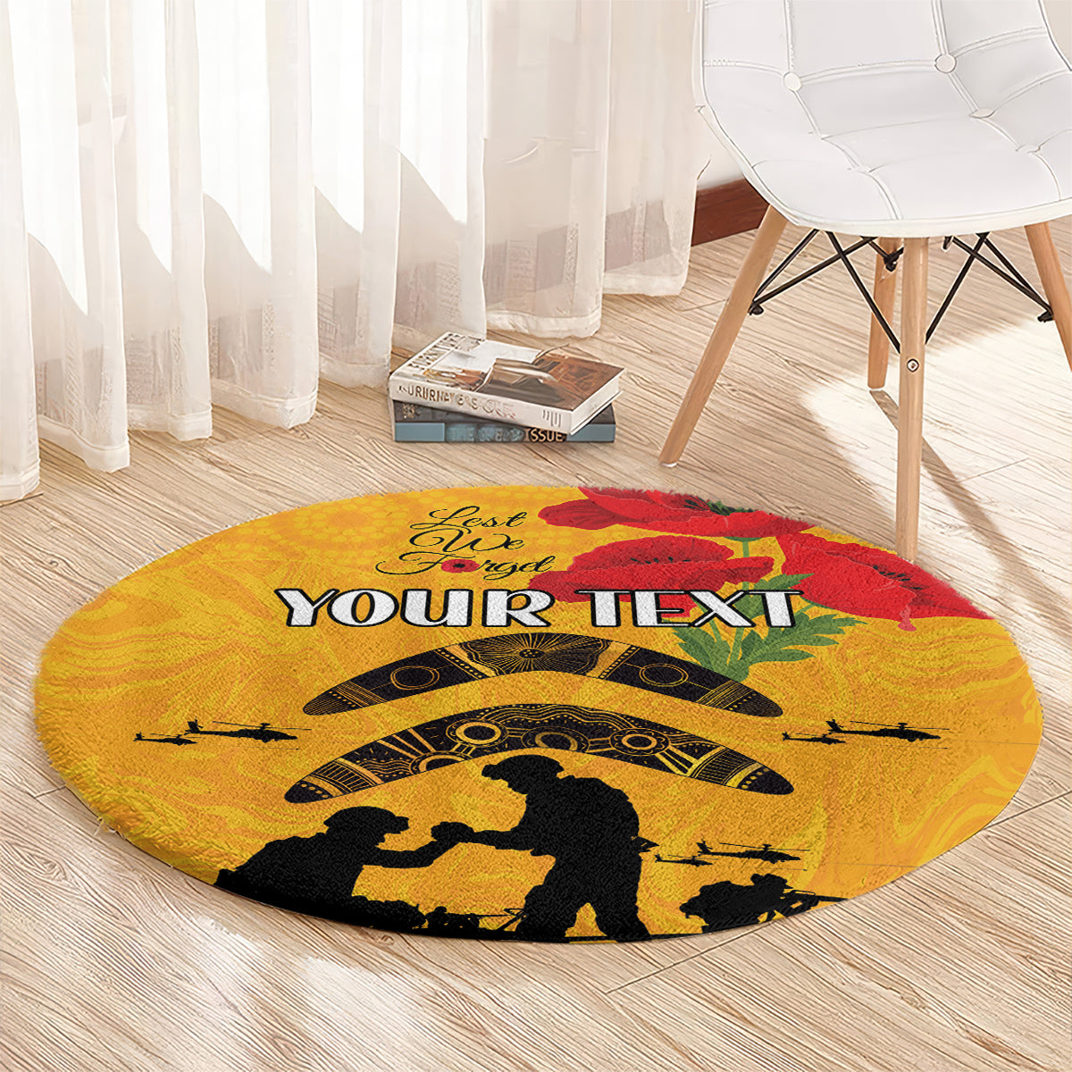 Australia Matildas Soccer ANZAC Custom Round Carpet Gallipoli Soldier With Aboriginal Dots Art