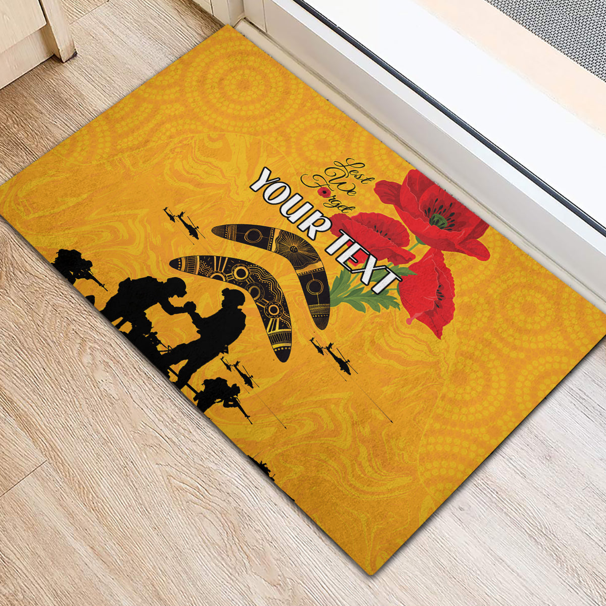 Australia Matildas Soccer ANZAC Custom Rubber Doormat Gallipoli Soldier With Aboriginal Dots Art