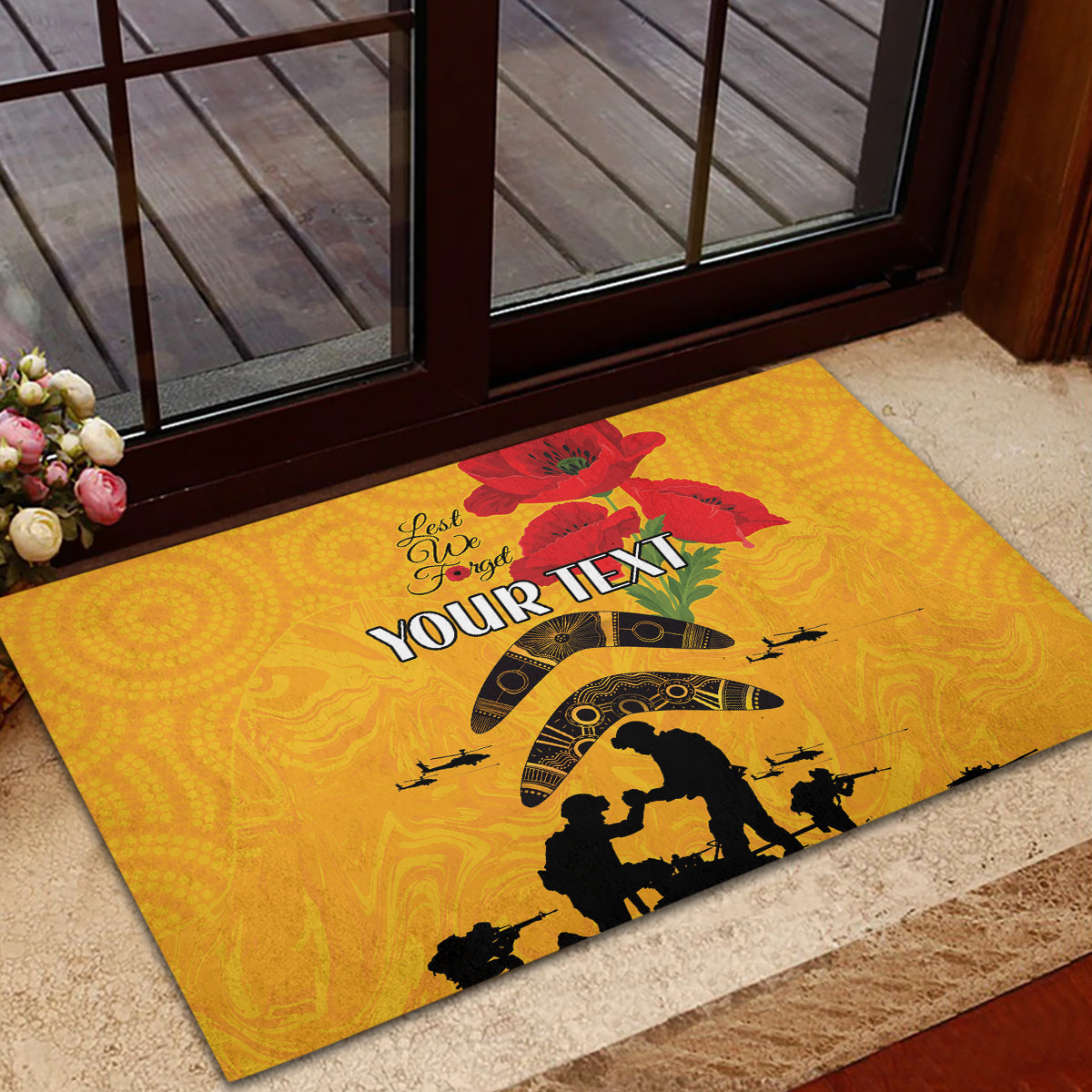 Australia Matildas Soccer ANZAC Custom Rubber Doormat Gallipoli Soldier With Aboriginal Dots Art