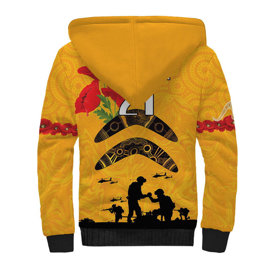 Australia Matildas Soccer ANZAC Custom Sherpa Hoodie Gallipoli Soldier With Aboriginal Dots Art - Vibe Hoodie Shop