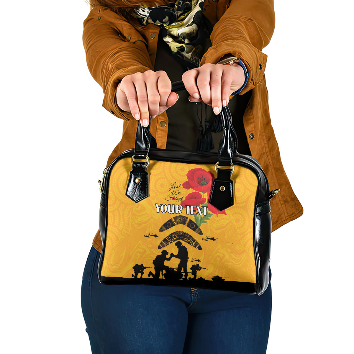 Australia Matildas Soccer ANZAC Custom Shoulder Handbag Gallipoli Soldier With Aboriginal Dots Art - Vibe Hoodie Shop