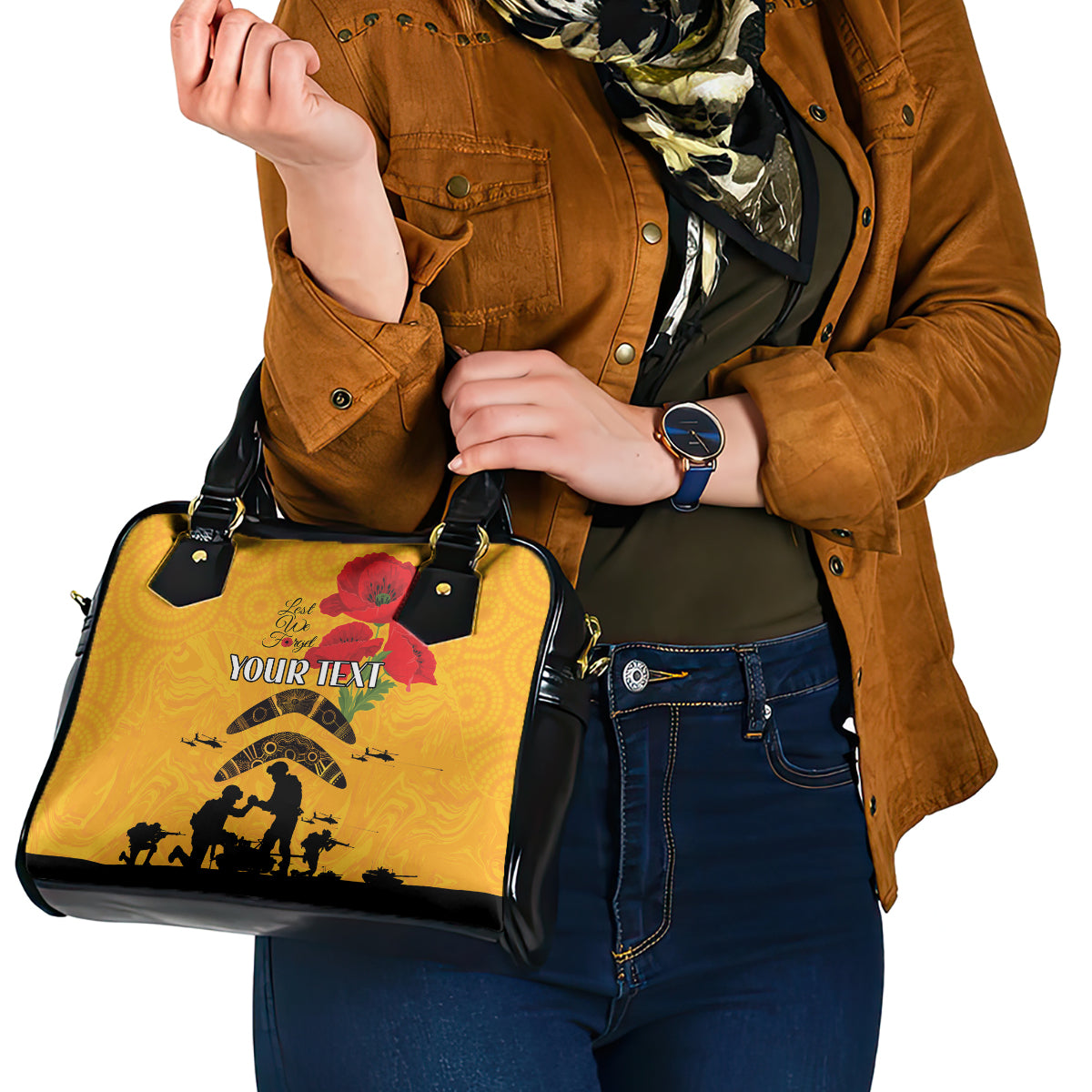 Australia Matildas Soccer ANZAC Custom Shoulder Handbag Gallipoli Soldier With Aboriginal Dots Art - Vibe Hoodie Shop