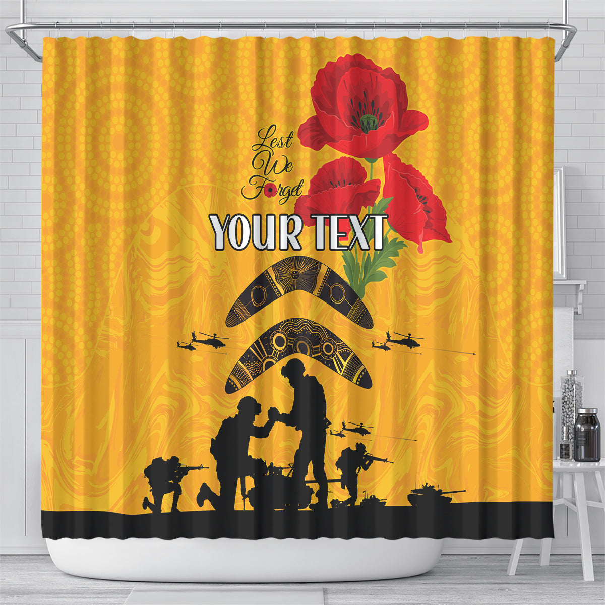Australia Matildas Soccer ANZAC Custom Shower Curtain Gallipoli Soldier With Aboriginal Dots Art