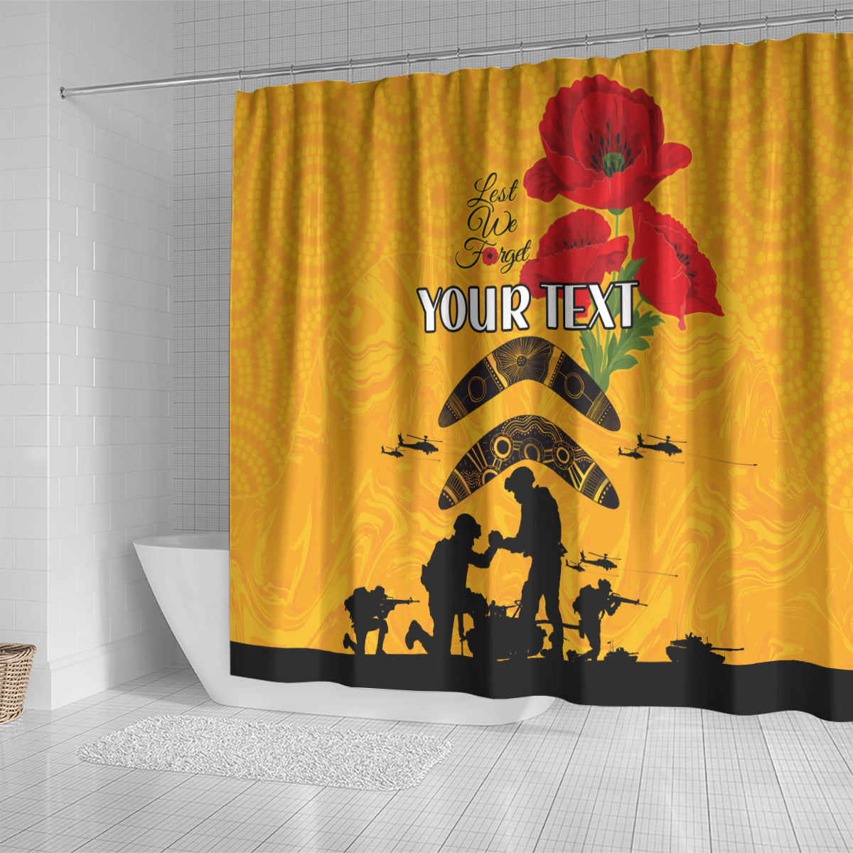 Australia Matildas Soccer ANZAC Custom Shower Curtain Gallipoli Soldier With Aboriginal Dots Art