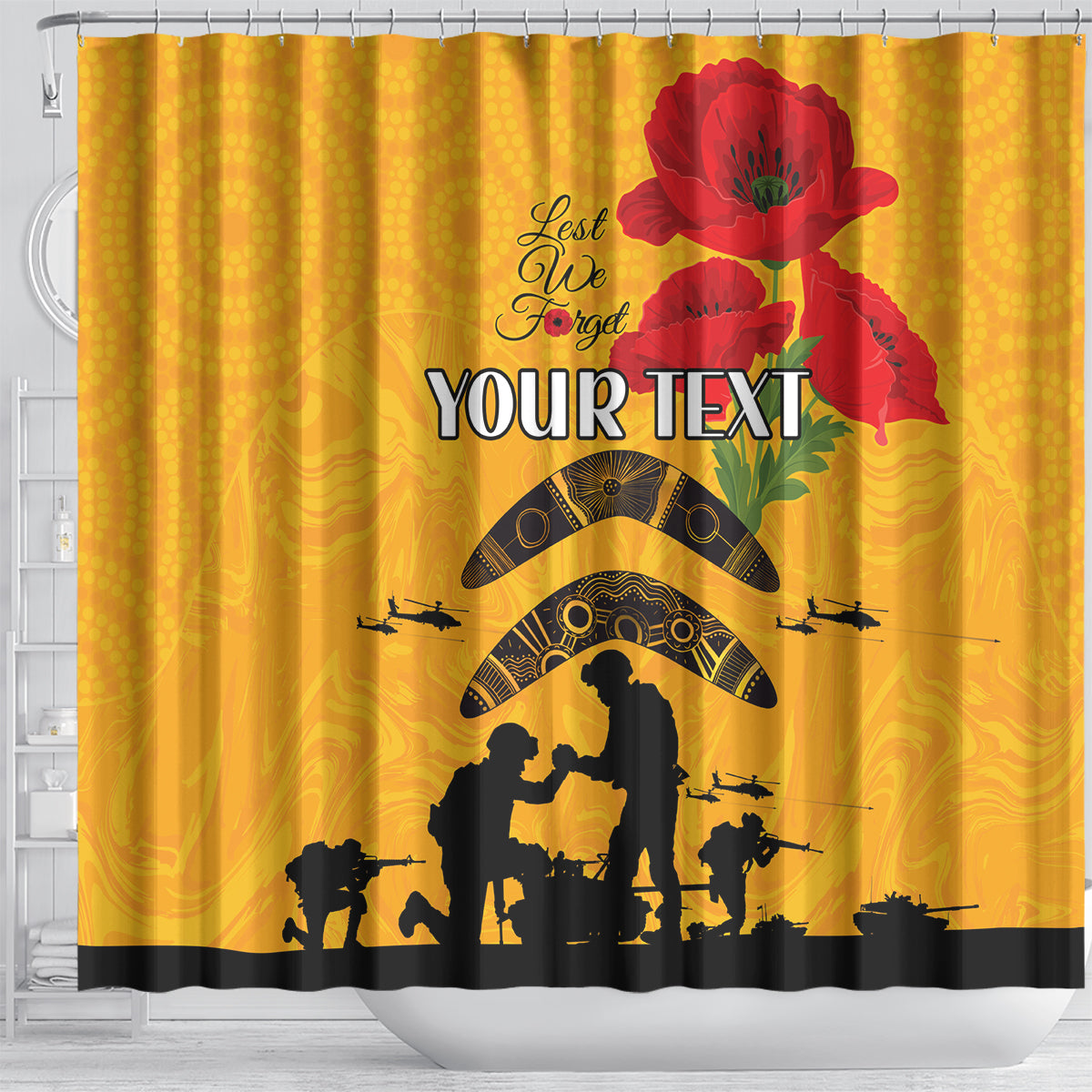 Australia Matildas Soccer ANZAC Custom Shower Curtain Gallipoli Soldier With Aboriginal Dots Art