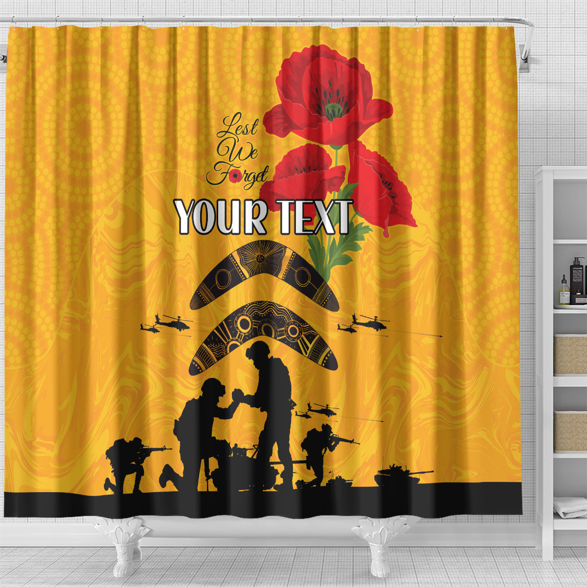 Australia Matildas Soccer ANZAC Custom Shower Curtain Gallipoli Soldier With Aboriginal Dots Art