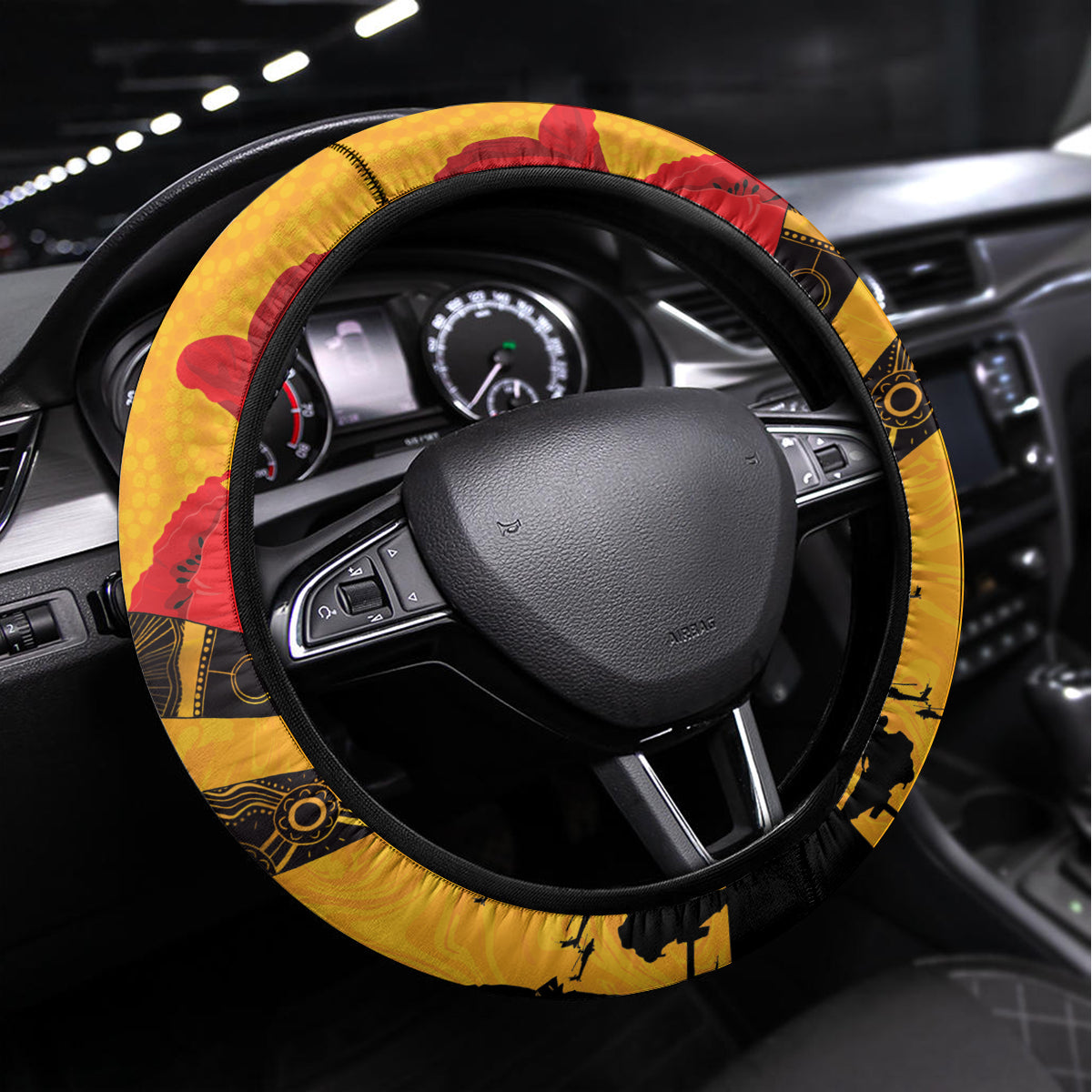 Australia Matildas Soccer ANZAC Custom Steering Wheel Cover Gallipoli Soldier With Aboriginal Dots Art