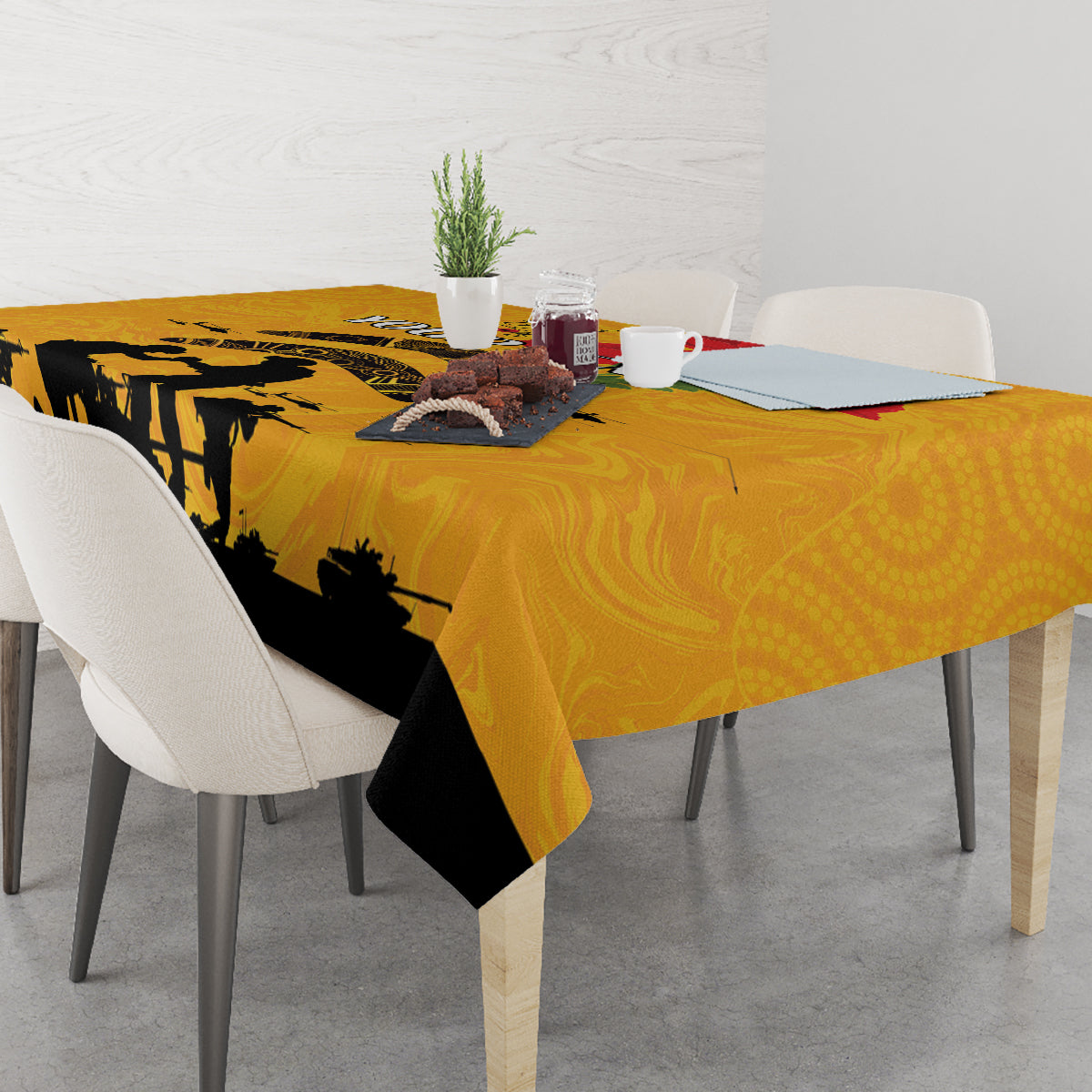 Australia Matildas Soccer ANZAC Custom Tablecloth Gallipoli Soldier With Aboriginal Dots Art