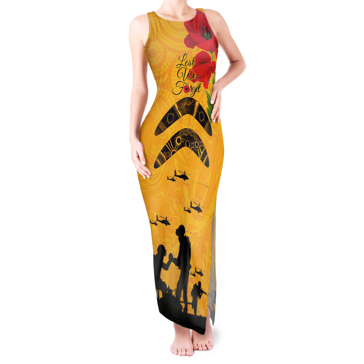 Australia Matildas Soccer ANZAC Custom Tank Maxi Dress Gallipoli Soldier With Aboriginal Dots Art