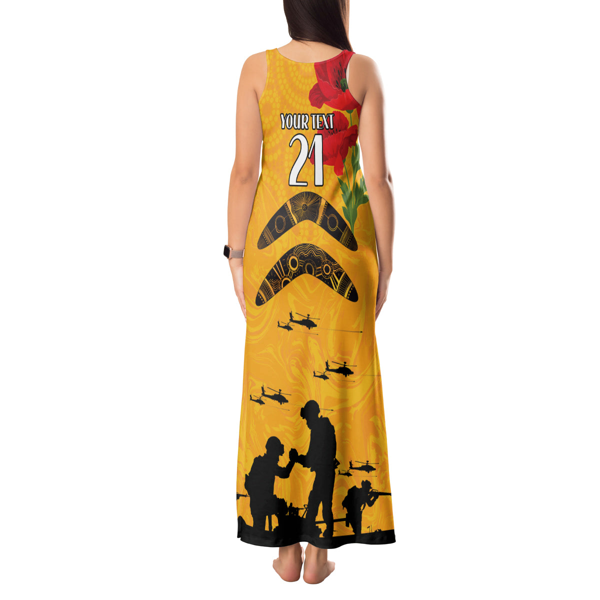 Australia Matildas Soccer ANZAC Custom Tank Maxi Dress Gallipoli Soldier With Aboriginal Dots Art