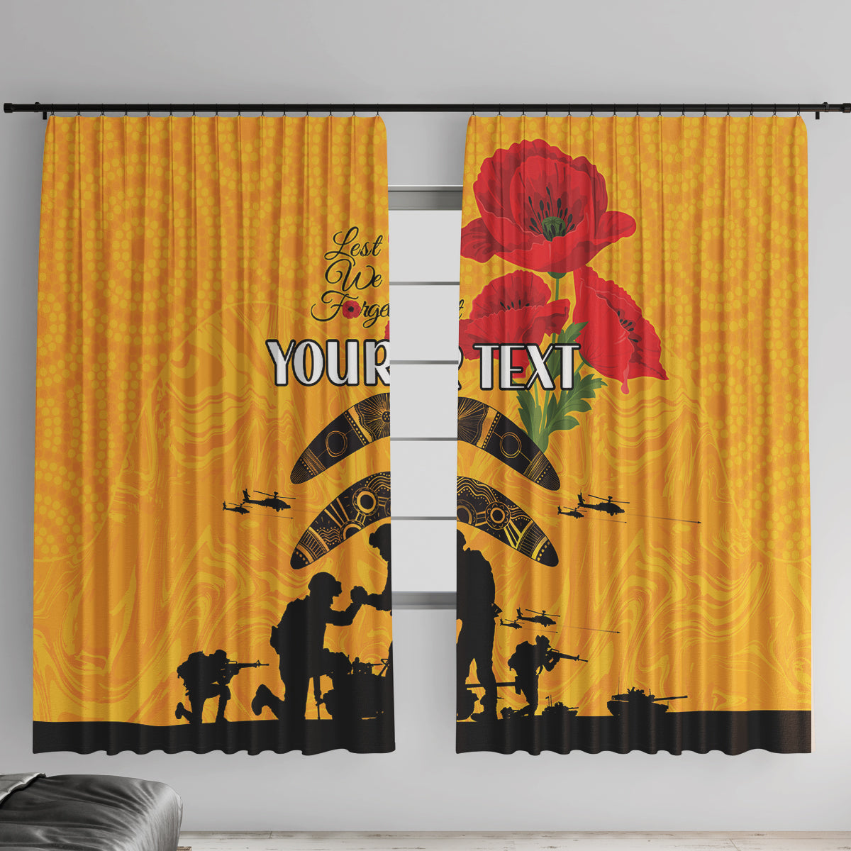 Australia Matildas Soccer ANZAC Custom Window Curtain Gallipoli Soldier With Aboriginal Dots Art