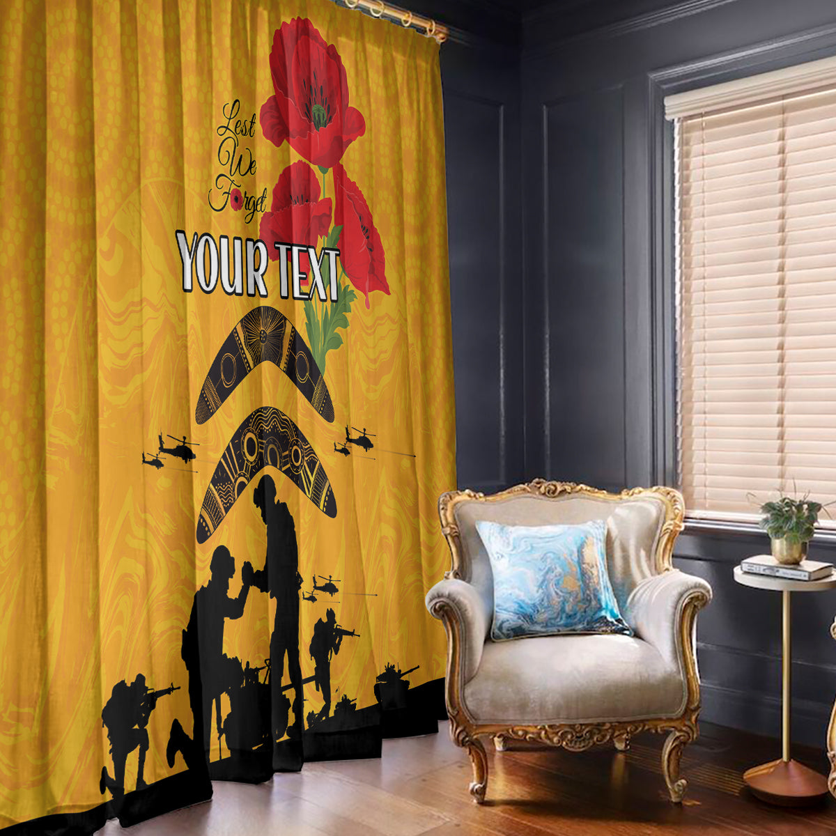 Australia Matildas Soccer ANZAC Custom Window Curtain Gallipoli Soldier With Aboriginal Dots Art