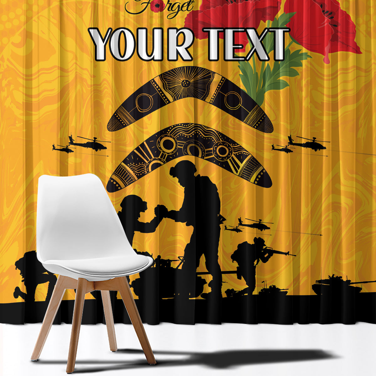 Australia Matildas Soccer ANZAC Custom Window Curtain Gallipoli Soldier With Aboriginal Dots Art