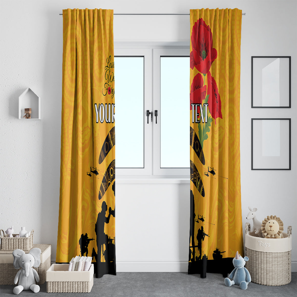 Australia Matildas Soccer ANZAC Custom Window Curtain Gallipoli Soldier With Aboriginal Dots Art