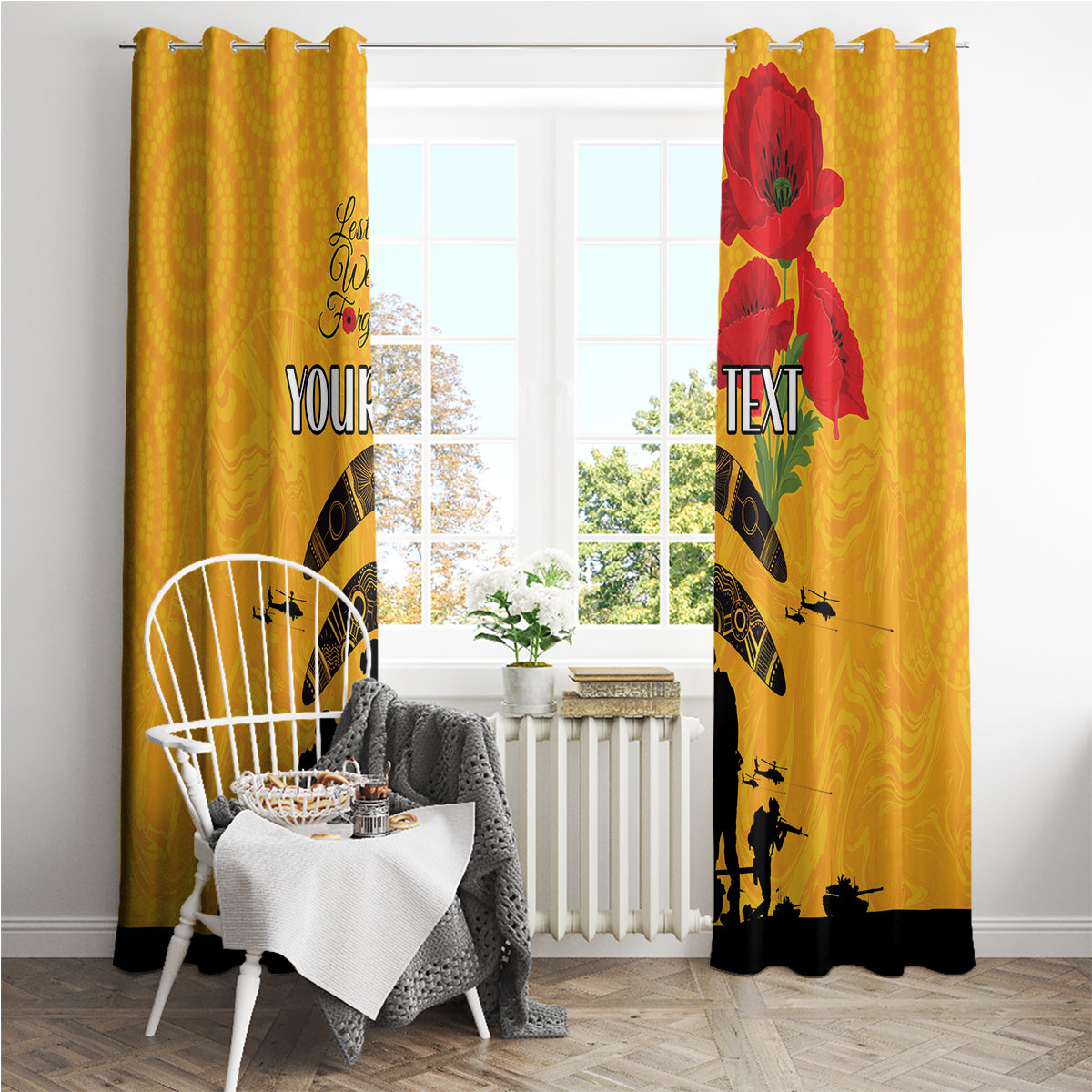Australia Matildas Soccer ANZAC Custom Window Curtain Gallipoli Soldier With Aboriginal Dots Art