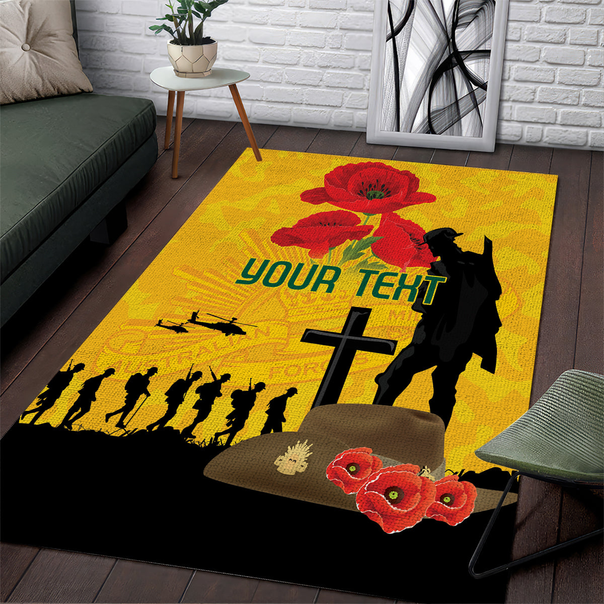 Australia Socceroos Soccer ANZAC Custom Area Rug Gallipoli Soldier With Camouflage Art - Vibe Hoodie Shop