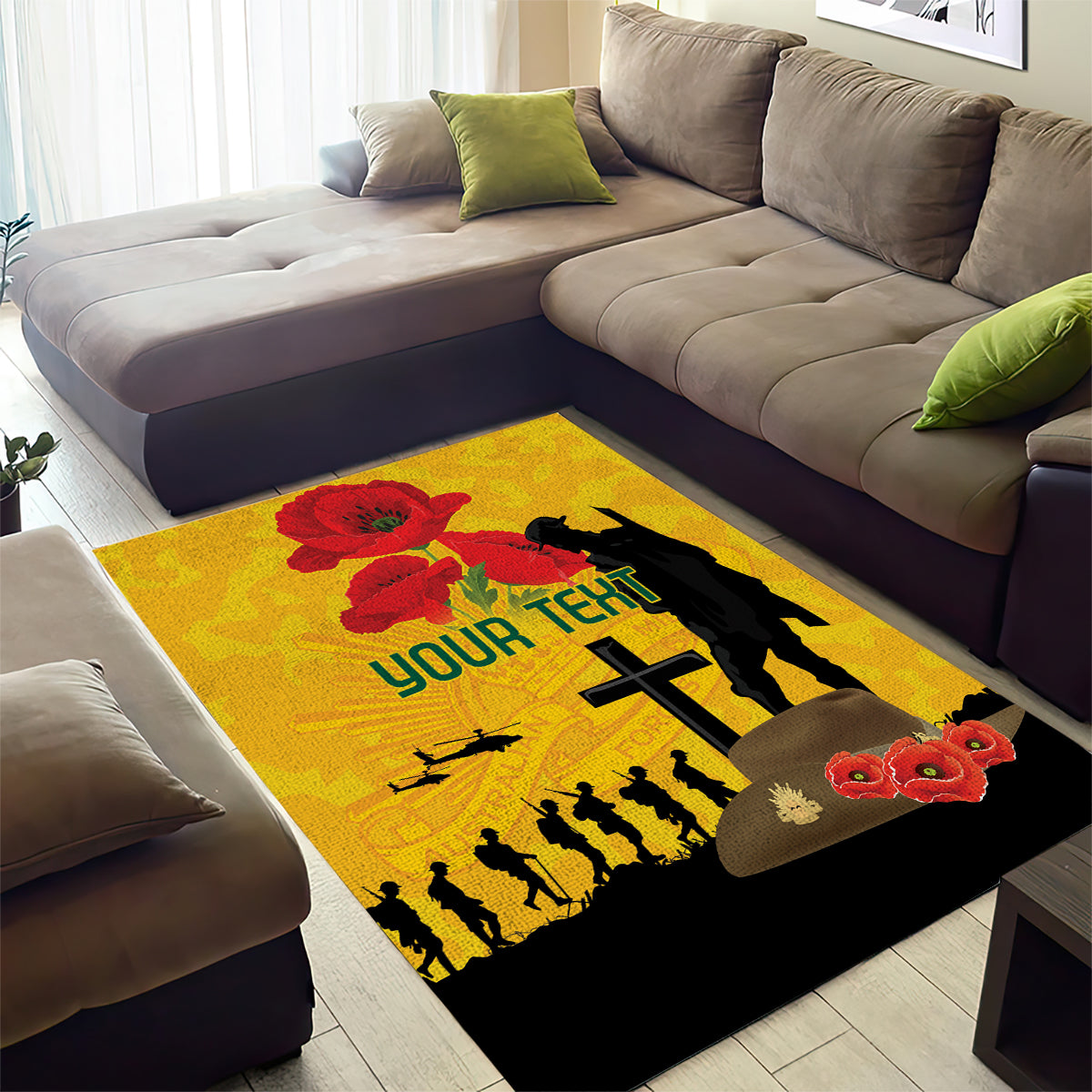 Australia Socceroos Soccer ANZAC Custom Area Rug Gallipoli Soldier With Camouflage Art - Vibe Hoodie Shop