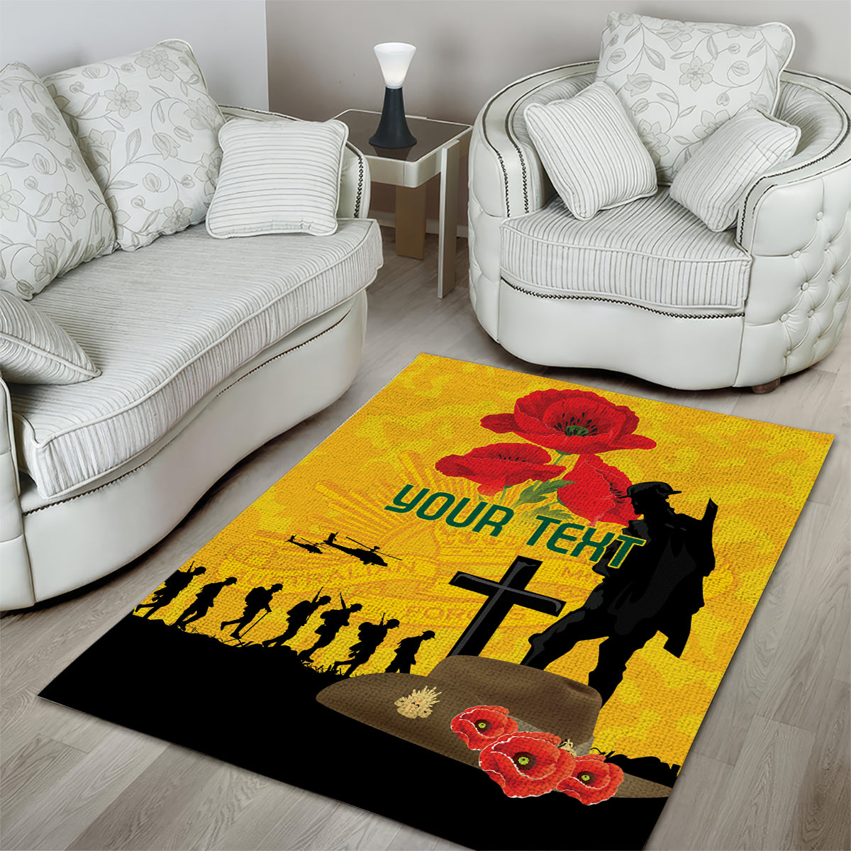 Australia Socceroos Soccer ANZAC Custom Area Rug Gallipoli Soldier With Camouflage Art - Vibe Hoodie Shop