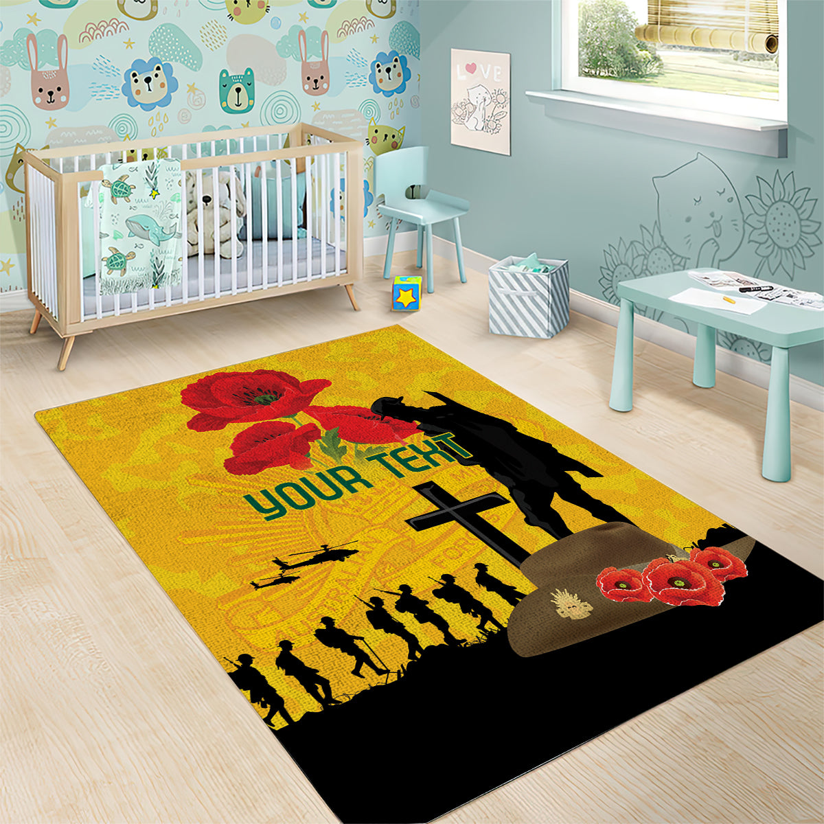 Australia Socceroos Soccer ANZAC Custom Area Rug Gallipoli Soldier With Camouflage Art - Vibe Hoodie Shop