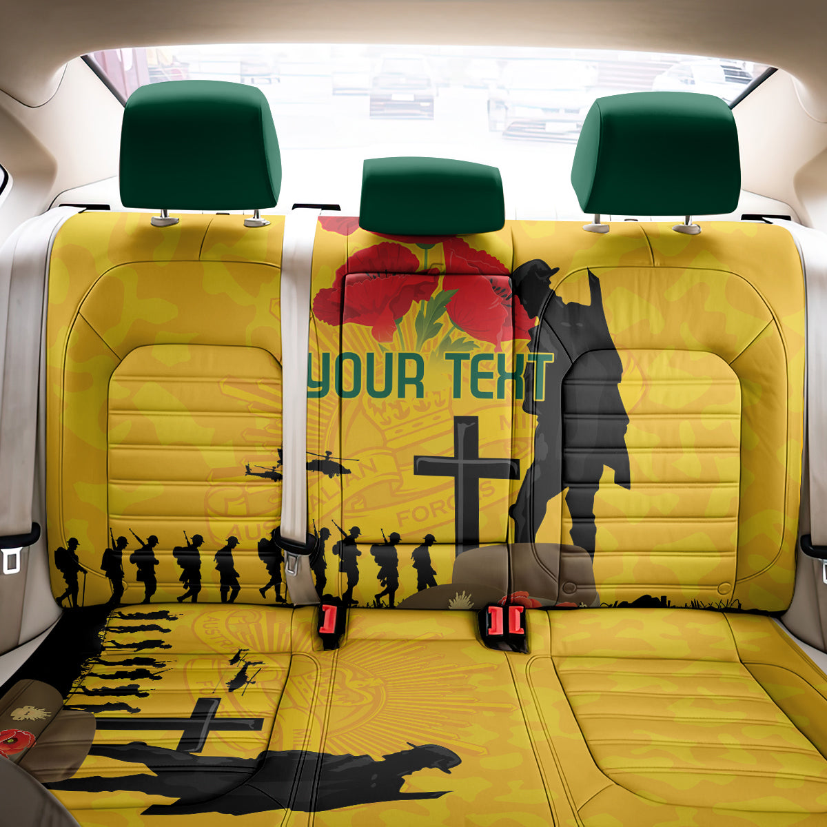 Australia Socceroos Soccer ANZAC Custom Back Car Seat Cover Gallipoli Soldier With Camouflage Art LT9