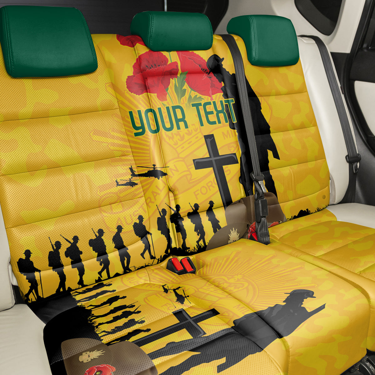 Australia Socceroos Soccer ANZAC Custom Back Car Seat Cover Gallipoli Soldier With Camouflage Art LT9