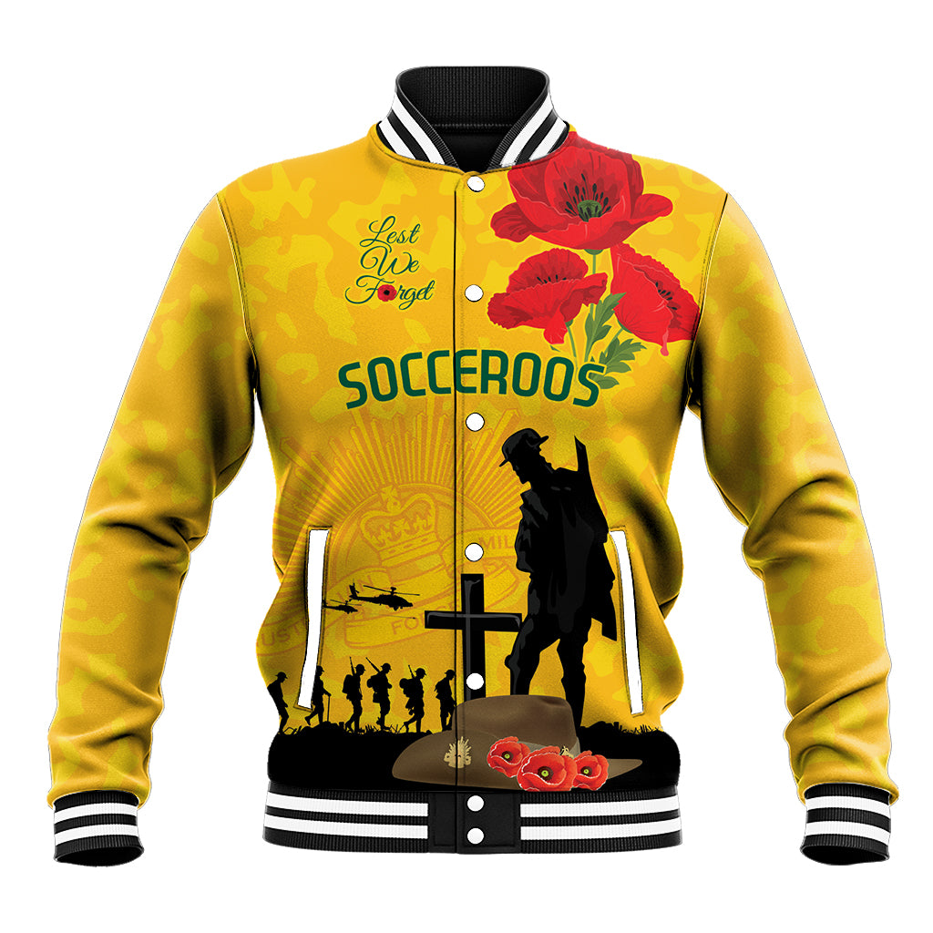 Australia Socceroos Soccer ANZAC Custom Baseball Jacket Gallipoli Soldier With Camouflage Art - Vibe Hoodie Shop