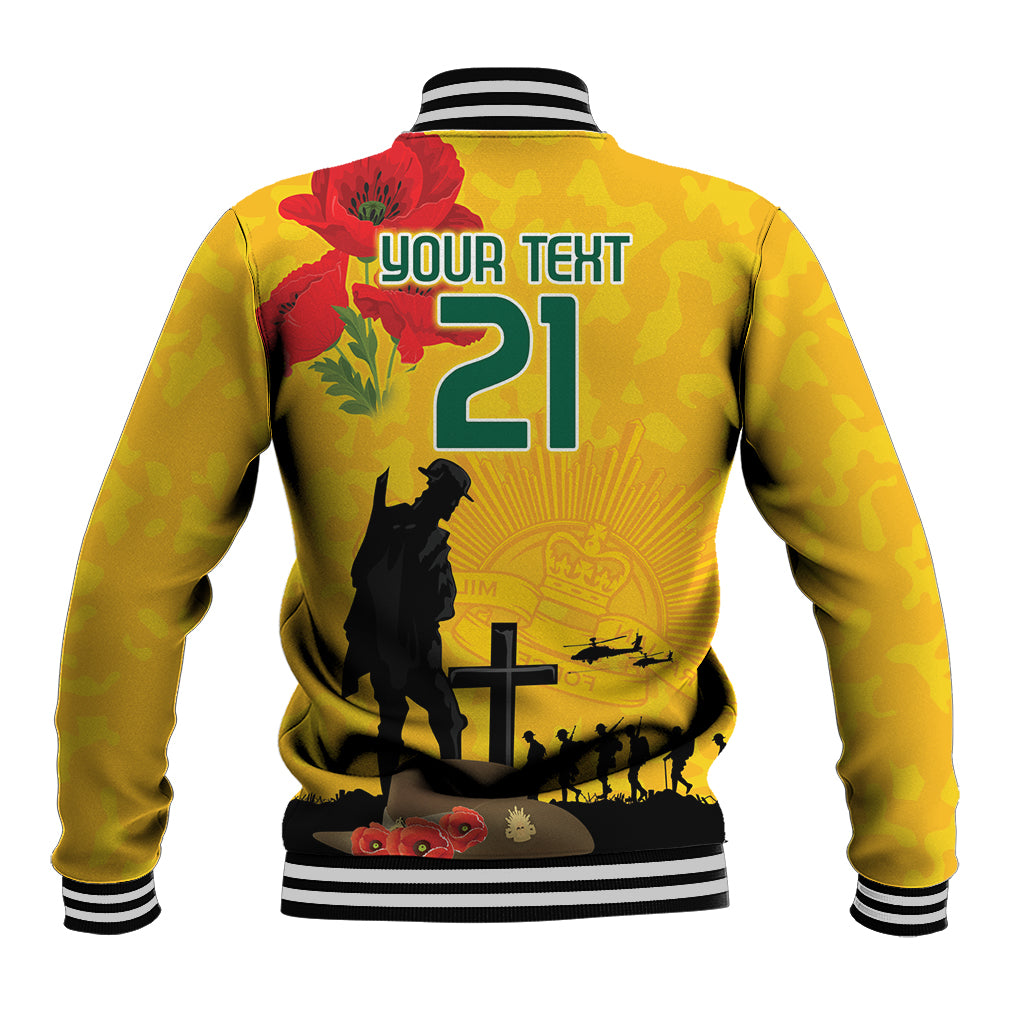 Australia Socceroos Soccer ANZAC Custom Baseball Jacket Gallipoli Soldier With Camouflage Art - Vibe Hoodie Shop
