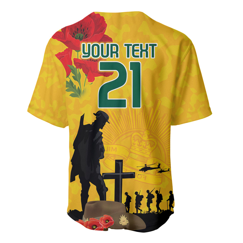 Australia Socceroos Soccer ANZAC Custom Baseball Jersey Gallipoli Soldier With Camouflage Art - Vibe Hoodie Shop