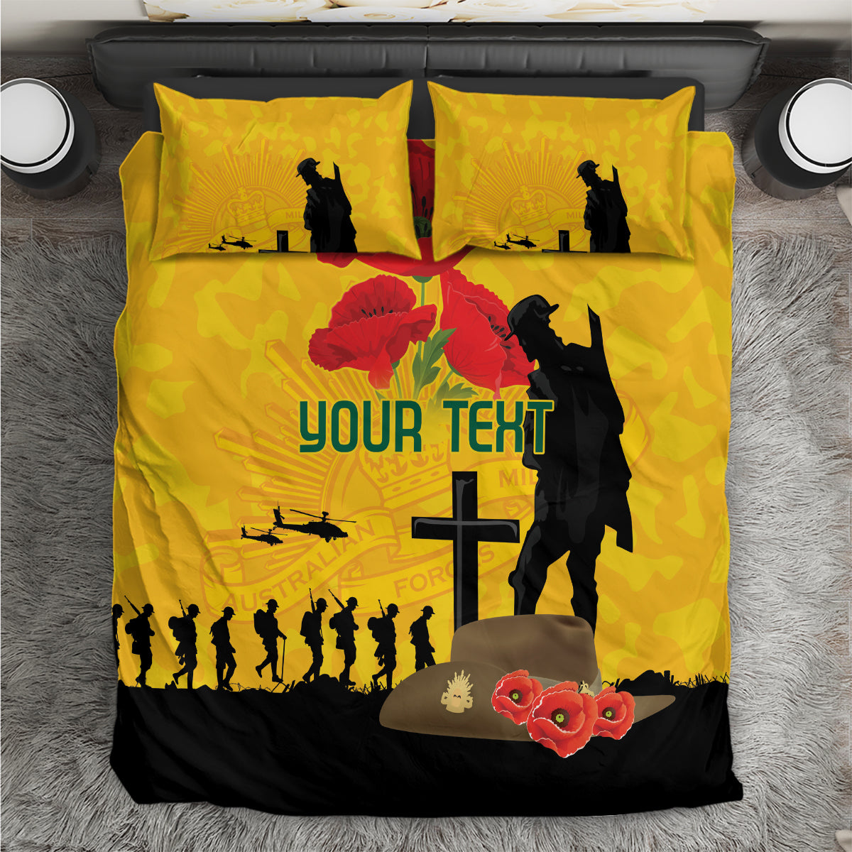 Australia Socceroos Soccer ANZAC Custom Bedding Set Gallipoli Soldier With Camouflage Art - Vibe Hoodie Shop