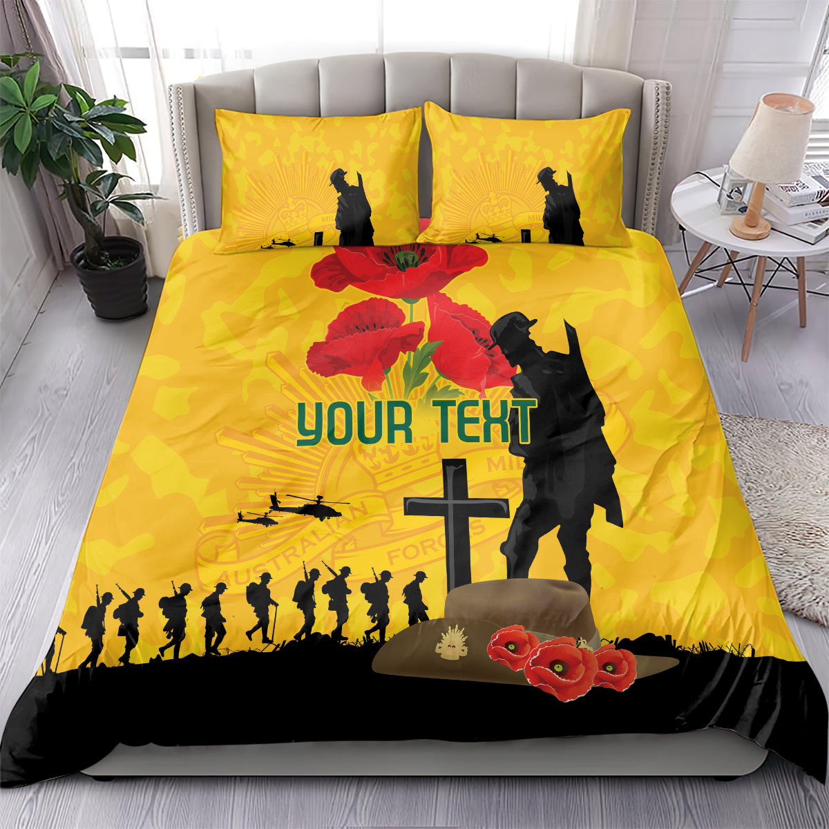 Australia Socceroos Soccer ANZAC Custom Bedding Set Gallipoli Soldier With Camouflage Art - Vibe Hoodie Shop