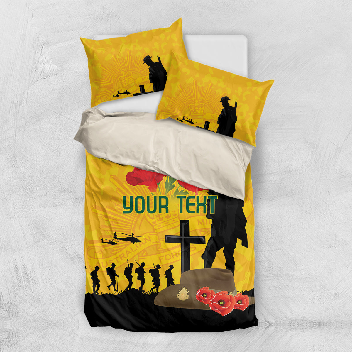 Australia Socceroos Soccer ANZAC Custom Bedding Set Gallipoli Soldier With Camouflage Art - Vibe Hoodie Shop