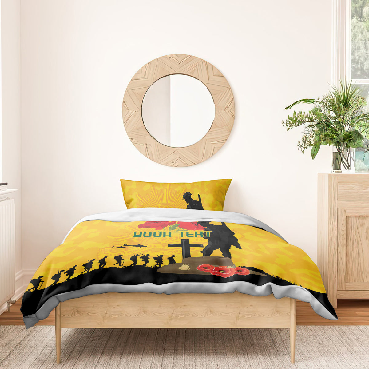 Australia Socceroos Soccer ANZAC Custom Bedding Set Gallipoli Soldier With Camouflage Art - Vibe Hoodie Shop