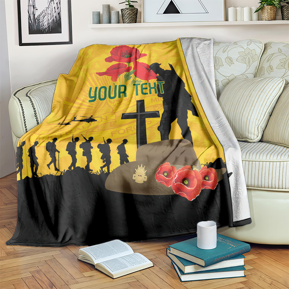 Australia Socceroos Soccer ANZAC Custom Blanket Gallipoli Soldier With Camouflage Art - Vibe Hoodie Shop